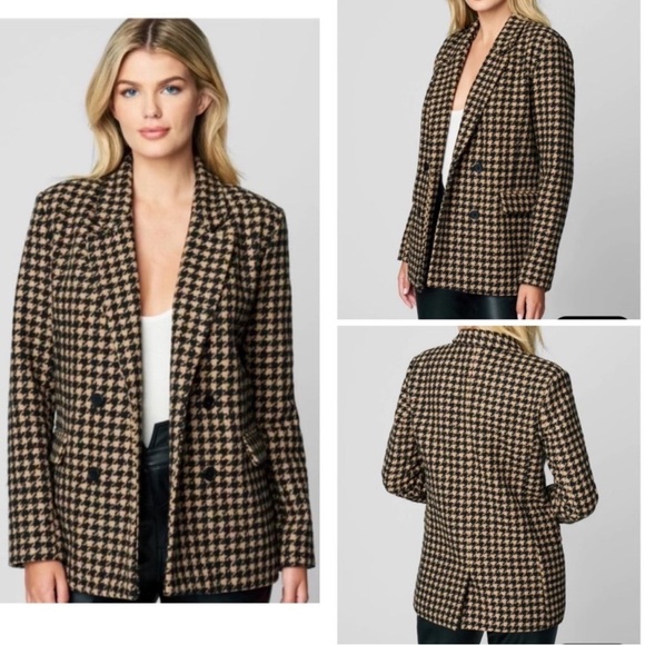 BlankNYC Book Club Houndstooth Blazer Women L Academia Preppy Businesswoman - Picture 1 of 11